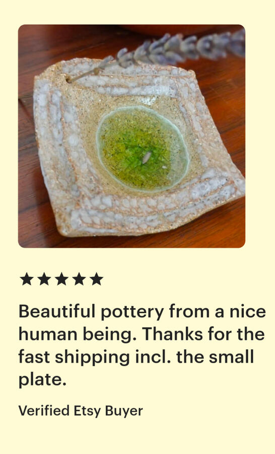 5 star review on a ceramic incense burner from tierra y fuego ceramica