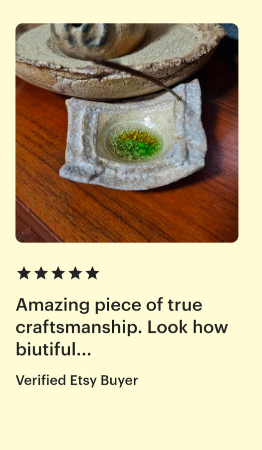 5 star review on a ceramic incense burner from tierra y fuego ceramica